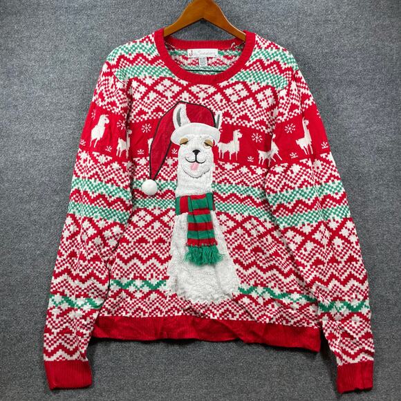 Jolly Sweaters Ugly Llama Sweater Men's XXL Red/Green Christmas Holiday - Picture 1 of 9